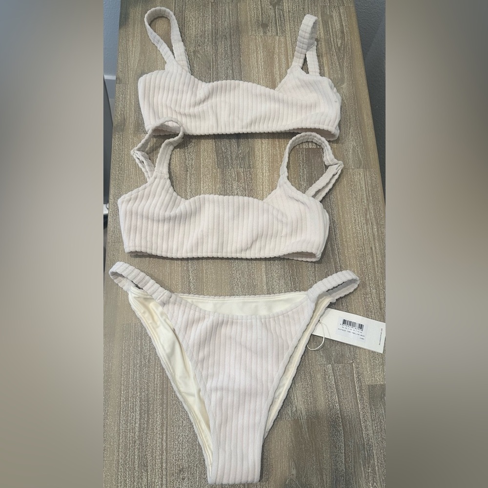 Zulu & Zephyr Ivory Toweling Bikini NWT on bottoms only top sizes US 6 or 8